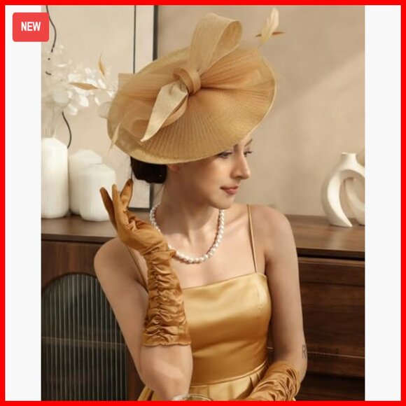 Vintage Fascinator Derby Hat with Feather for Tea Party Wedding Cocktail